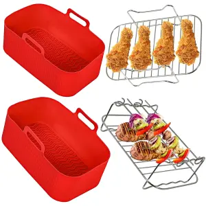 SPARES2GO Drawer Liner Baskets Racks Compatible with Daewoo SDA2310 8L Air Fryer Liner Pot Shelf Set