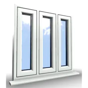 1145mm (W) x 1095mm (H) PVCu Flush Casement Window - 3 Panes Non Opening Window - White Internal & External