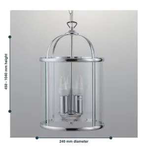 First Choice Lighting Polished Chrome 3 Light Lantern Style Pendant