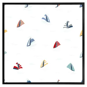 Striped sailboats (Picutre Frame) / 24x24" / Grey