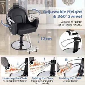 COSTWAY Adjustable Barber Chair 360 Swivel Reclining Salon Chair for Hair Stylist