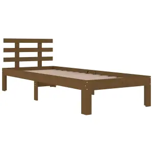 Berkfield Bed Frame Honey Brown Solid Wood 75x190 cm Small Single