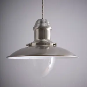 Chester Metal Satin Nickel Fisherman Non Electrical Vintage Ceiling Pendant/Light