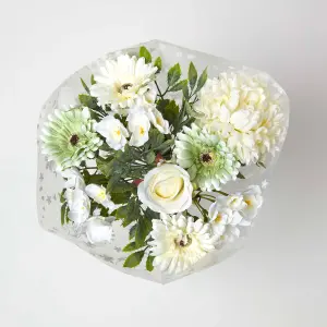 Homescapes Artificial White Bouquet of Gerbera Daisies and Daffodils