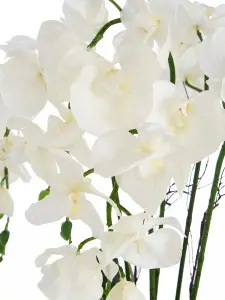 Fiori White Orchid Plant in Round Pot Artificial Plant Foliage