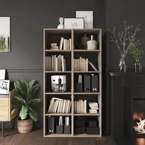 GoodHome Atomia Matt oak effect Freestanding 8 shelf Rectangular Bookcase, (H)1875mm (W)1000mm