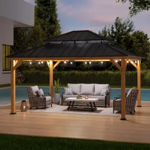 Sunjoy FSC Cedar Wood Gazebo RIMO - 390cm x 450cm, Anthracite