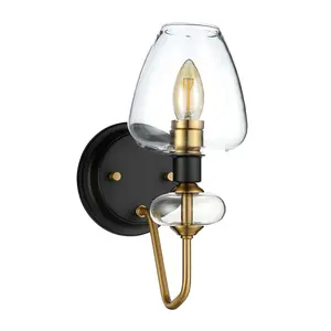 Wall Light Aged Brass Finish Plated And Charcoal Black Paint LED E14 40W