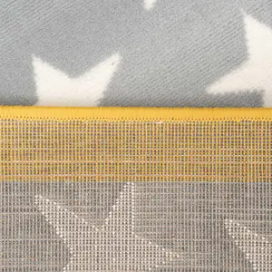 Grey Yellow Bordered Kids Bedroom Play Room Rug 160x230cm