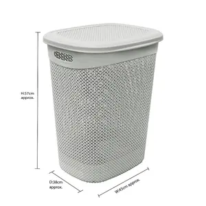 JVL Droplette Design Plastic Laundry Basket, Grey