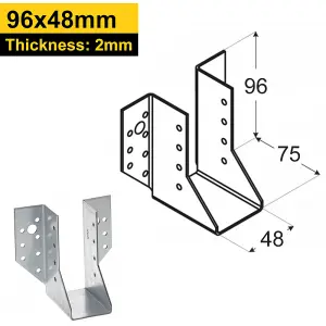 Heavy Duty 2mm Thick Galvanised Face Fix Joist Hanger 48x96mm