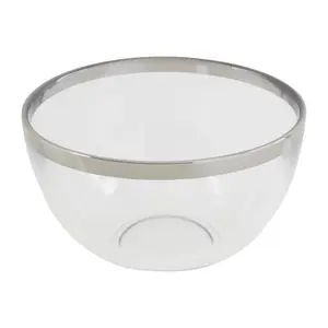 Maison by Premier Ida 15cm Plain Glass Bowl With Silver Rim