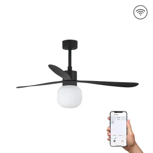 Luminosa Amelia Large Ball Led Black Ceiling Fan Smart 20W 2700K, 6 Speed