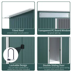 Outsunny Garden Shed Outdoor Storage Tool Organizer w/ Double Sliding Door