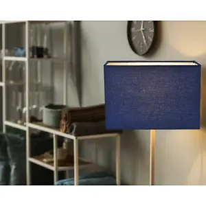 Contemporary and Stylish Navy Midnight Blue Linen Fabric Rectangular Lamp Shade