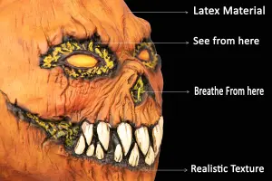 Halloween Pumpkin Latex Mask -  ORANGE