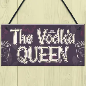 Red Ocean Vodka Queen Funny Friendship Gift Birthday Home Bar Hanging Wall Sign Plaque Gift For Her