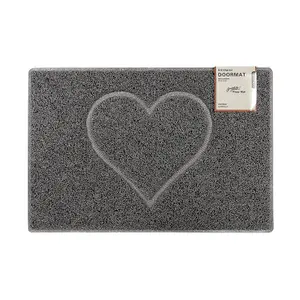 Heart Large Embossed Doormat in Grey with Open Back