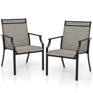 Costway Set of 2 Outdoor Patio Chairs Dining Chair Set Heavy Duty Metal Frame