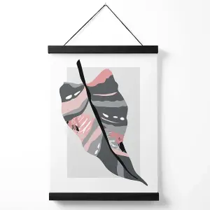 Tropical Palm Grey and Pink Boho Botanical Medium Poster with Black Hanger