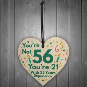 Red Ocean Funny Birthday Gifts Novelty 56th Birthday Gift Wooden Heart Sign Funny Birthday Card