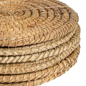 Argon Tableware - Round Woven Palm Leaf Placemats - 30cm - Pack of 6