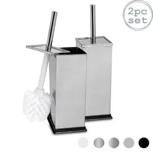 Harbour Housewares - Square Toilet Brushes - Chrome - Pack of 2