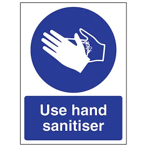 Use Hand Sanitiser Health Safety Sign - Adhesive Vinyl 150x200mm (x3)