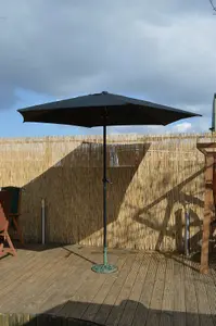 2.7m Wind Up Black Garden Parasol