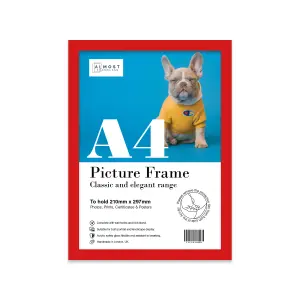 A4 Red Picture Frame Fits A4 (21 x 29.7cm - 8.3 x 11.7in) Poster, Photo, Artwork, or Print.