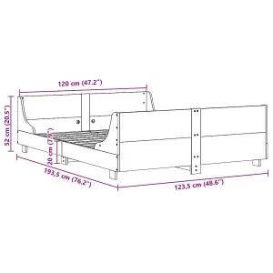 Berkfield Bed Frame without Mattress Wax Brown 120x190 cm Small Double Solid Wood Pine