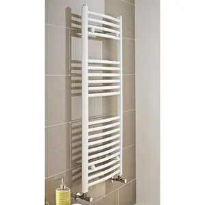 Curved Towel Rail Heated Towel Rails Chrome / 120cm H x 60cm W x 6cm D