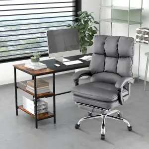 Costway Office Desk Chair Ergonomic Padded Reclining Chair W/Retractable Footrest