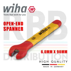 Wiha Spanner Wrench 6mm VDE Electricians Single Insulated Open End 43026