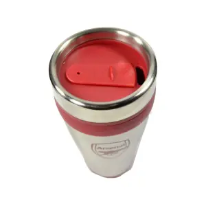 nal FC Executive Metallic Travel Handleless Mug Silver/Red (One Size)