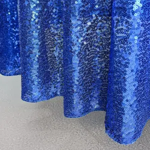 Neel Blue 50 Inch Round Sequin Tablecloth, Royal Blue