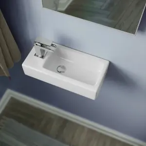 Nes Home Bathroom Wall Hung Cloakroom Ceramic Compact Basin Sink Left Hand