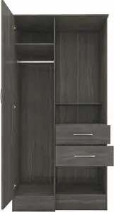 Nevada Vanity 1 Door Wardrobe in Black Wood Grain Effect