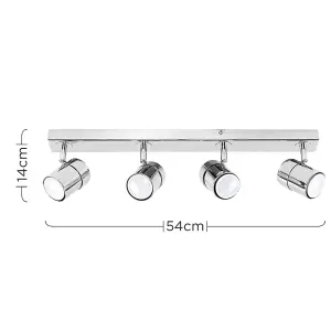 ValueLights Rosie Modern 4 Way Straight Bar Ceiling Spotlight Fitting Polished Chrome Finish