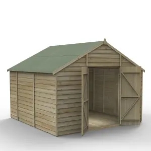 Forest Garden Overlap 10x10 ft Apex Wooden 2 door Shed with floor