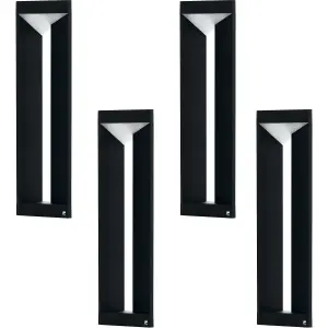 4 PACK IP54 Outdoor Bollard Light Modern Black Aluminium 10W LED Lamp Post