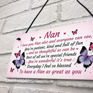 Nan Gift For Birthday Xmas Hanging Plaque Gift For Nan From Grandchildren Grandparent Gift