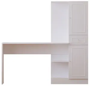 GISELLE White Storage Desk With Bookcase Attached