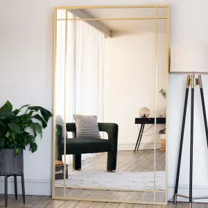 Jobu home - Aimi - Full Length Gold Metal Rectangle Window Mirror - 200cm x 120cm