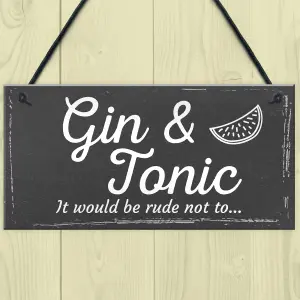 Red Ocean Gifts For Women Gin Tonic Plaque Novelty Garden Pub Bar Man Cave Sign