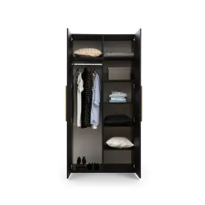 Elegant Ovalo Hinged Door Wardrobe H2100mm W1000mm D600mm with Shelves and Hanging Rail