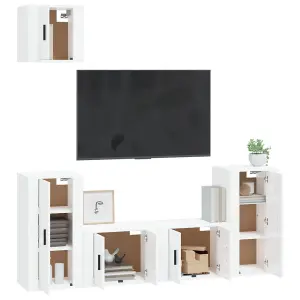 Berkfield 5 Piece TV Cabinet Set High Gloss White Engineered Wood