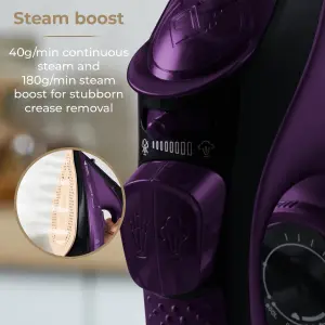 Tower T22008 CeraGlide Cordless Steam Iron, 2400W, 360ml Water Tank - Purple