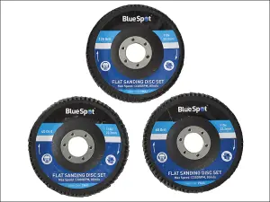 BlueSpot Tools Sanding Flap Disc Set 3 Piece 115mm (4.1/2in)