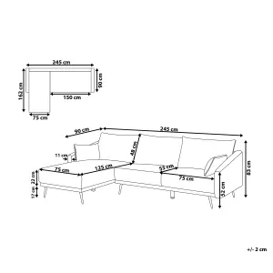 Corner Sofa VARDE Grey Velvet Right Hand